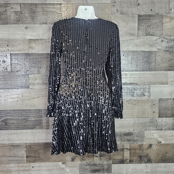 Club L London wrap front sequin skater dress in black | Size 2 (XS) - Picture 9 of 14